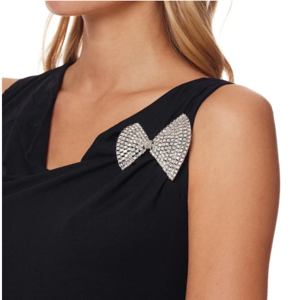 KENNETH JAY LANE, SILVER AND CRYSTAL BOW TIE PIN, MY NEW FAVORITE!!